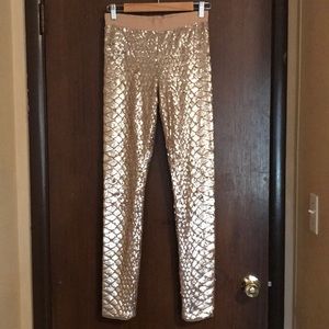 BCBGMaxazria gold sequin leggings
